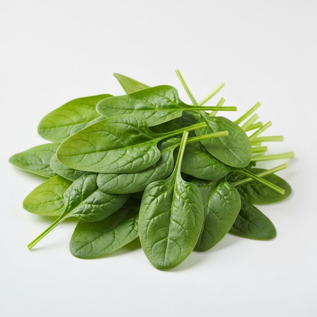 Fresh spinach leaves containing iron and folate